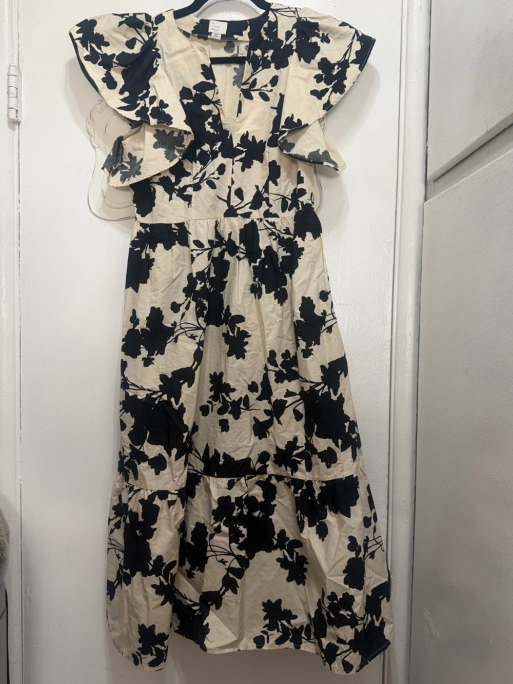 A New Day Black & Cream Floral Midi Dress